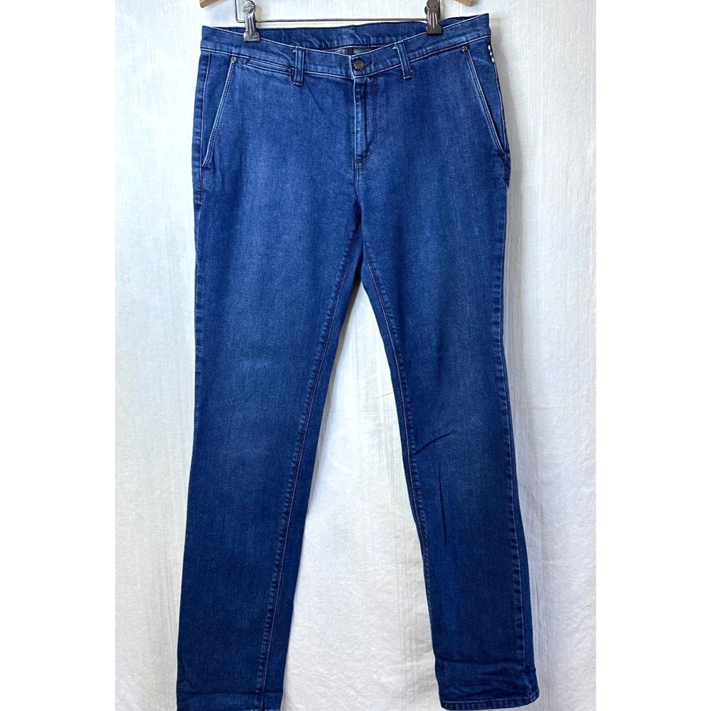 8 by YOOX Men Blue Stretch Denim Reverse Camo Straight Leg Jeans Sz IT 50/US 36